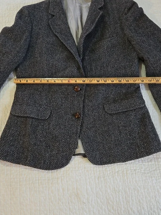 Vintage Union Made Lands End Herringbone Women’s Blazer Jacket Size 12 - Picture 7 of 13